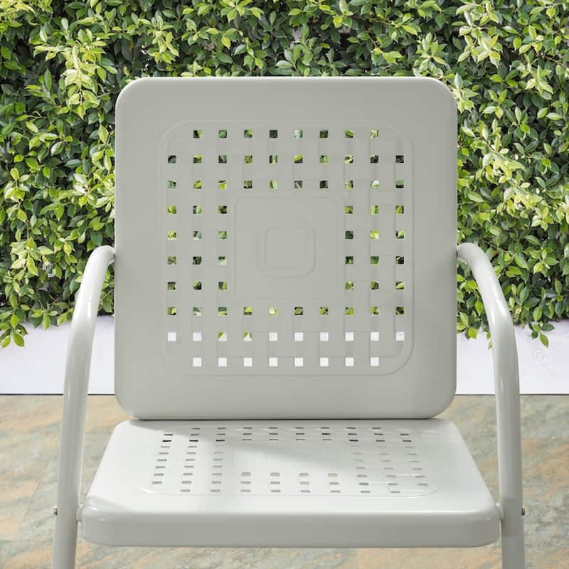 Crosley Bates Vintage White Metal Patio Chair (Set of 2)