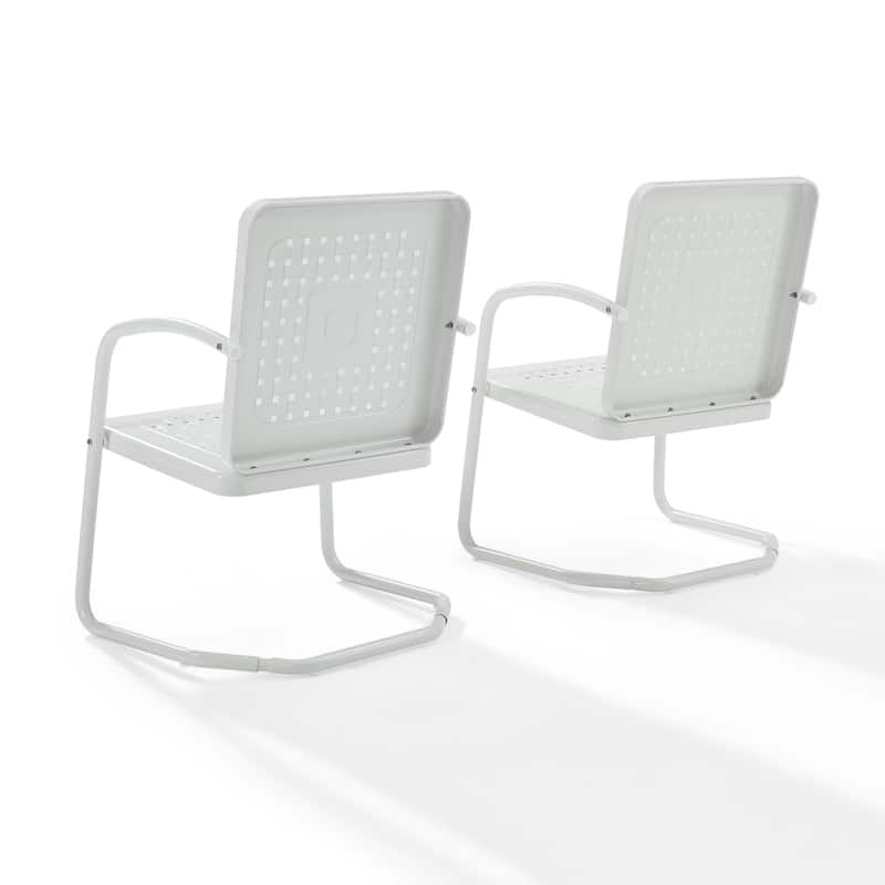Crosley Bates Vintage White Metal Patio Chair (Set of 2)