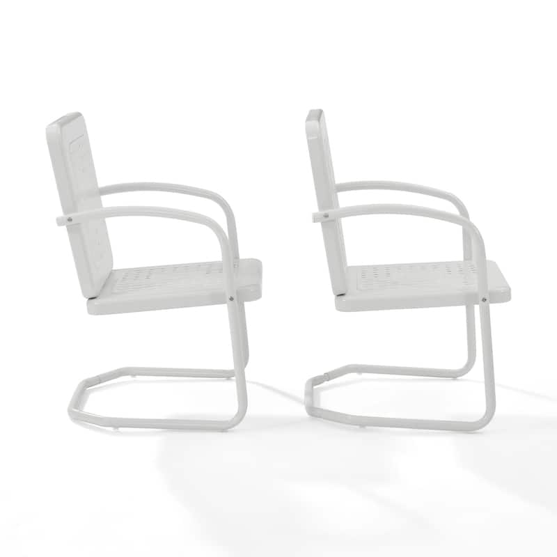 Crosley Bates Vintage White Metal Patio Chair (Set of 2)