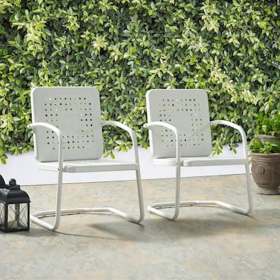 Crosley Bates Vintage White Metal Patio Chair (Set of 2)