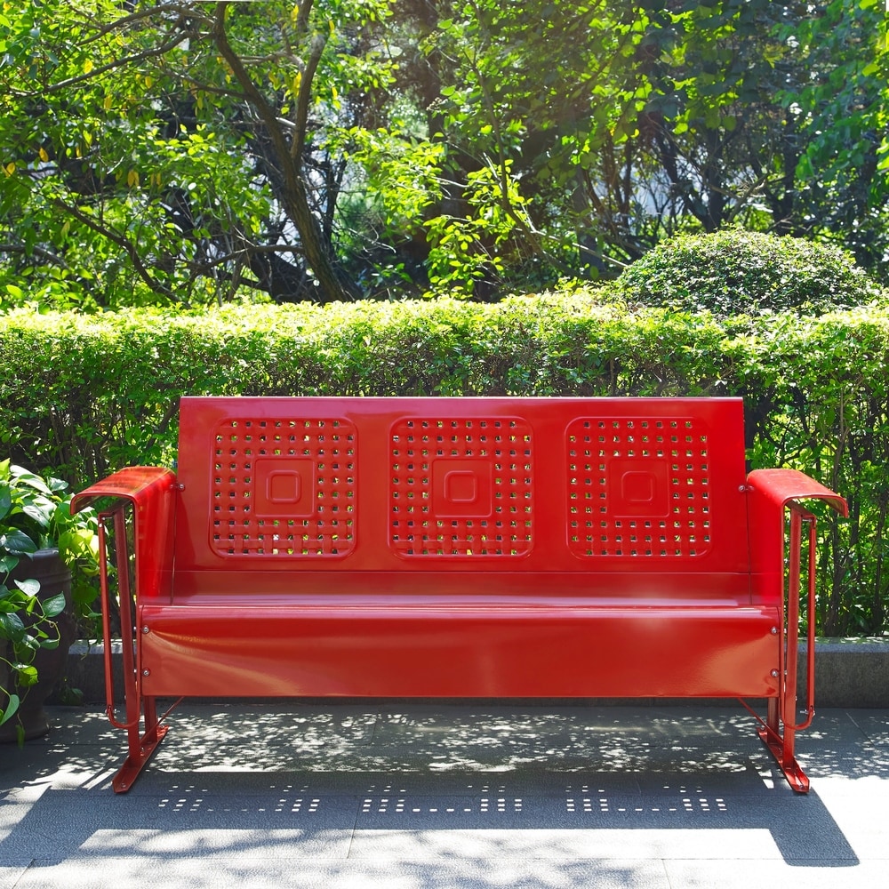 Crosley Bates Retro Outdoor Sofa Glider in Red
