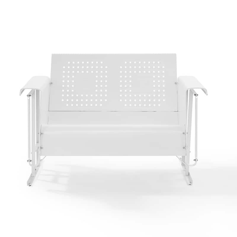 Crosley Bates Retro White Steel Outdoor Loveseat Glider - 9' x 12'