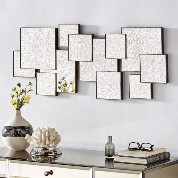 Shop Neville Brass Finish Multi Square Antiqued Mirror Wall Decor