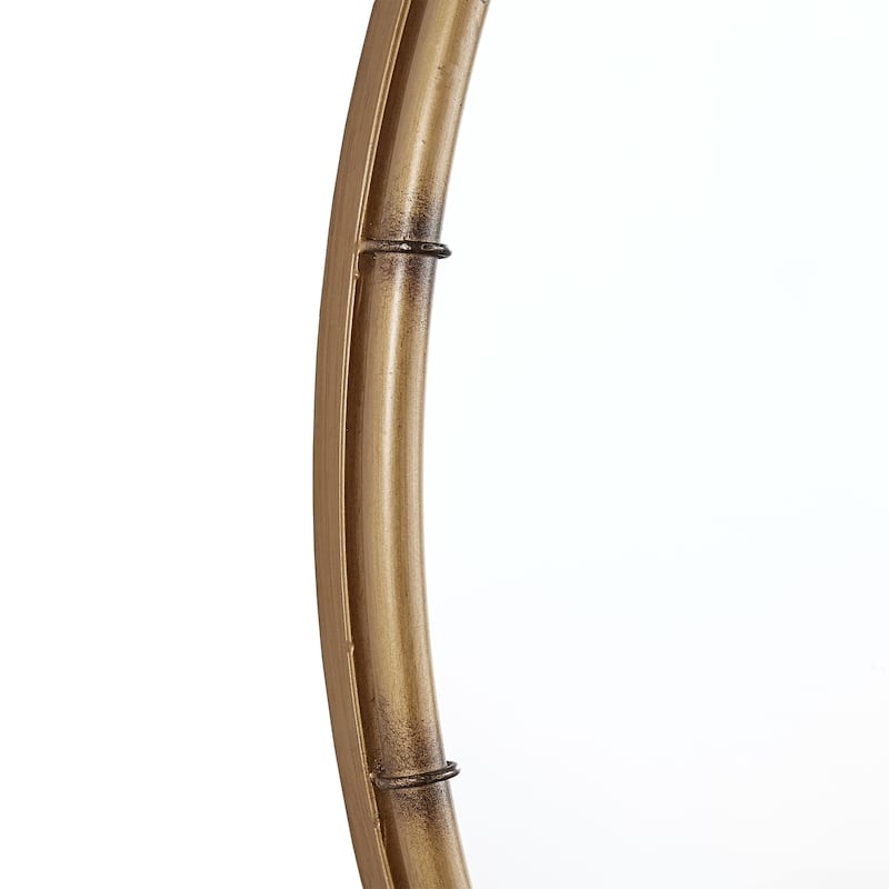 Marza Antique Brass Finish Round Wall Mirror by iNSPIRE Q Modern