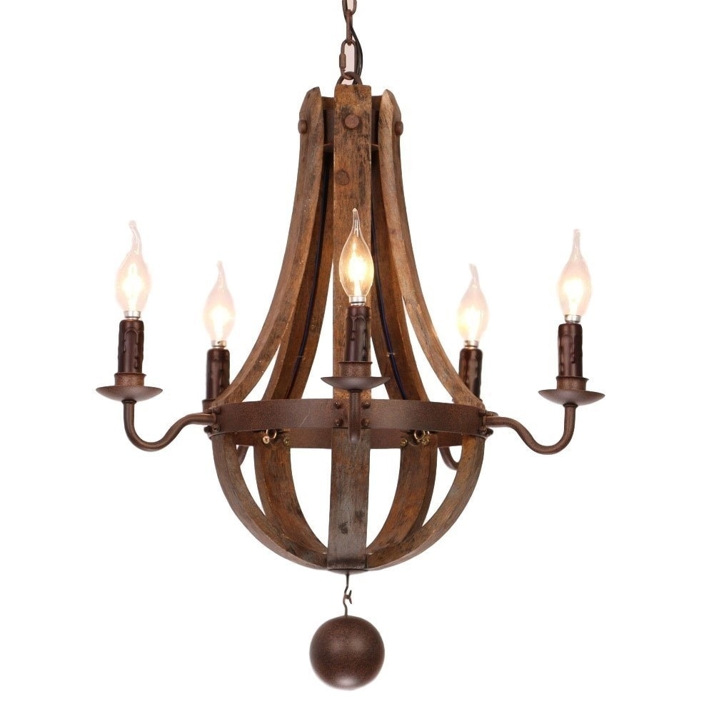 Rustic Wood/Metal Chandelier - Chandeliers For Bedrooms by Overstock.com