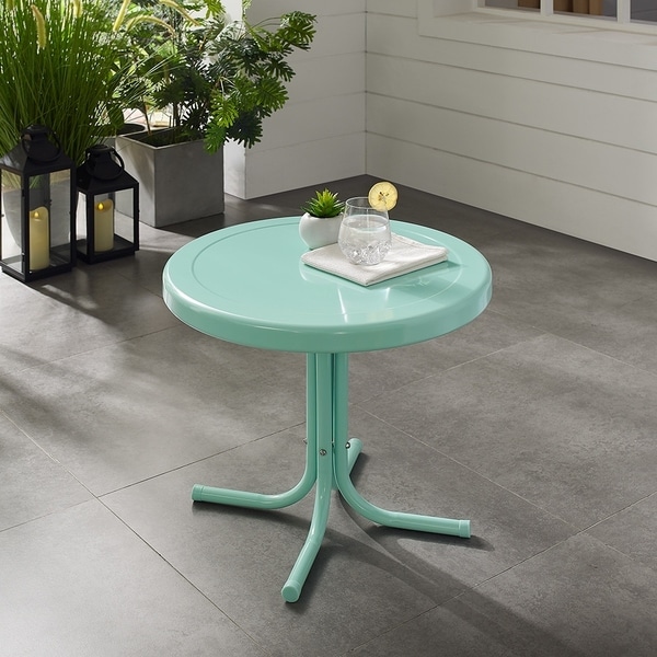 aqua metal side table