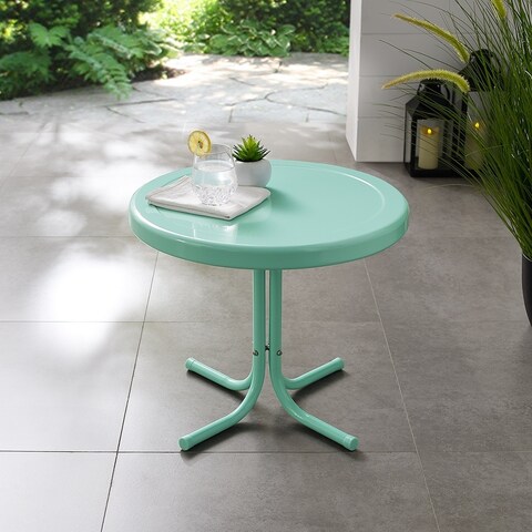 Retro Metal Side Table In Aqua