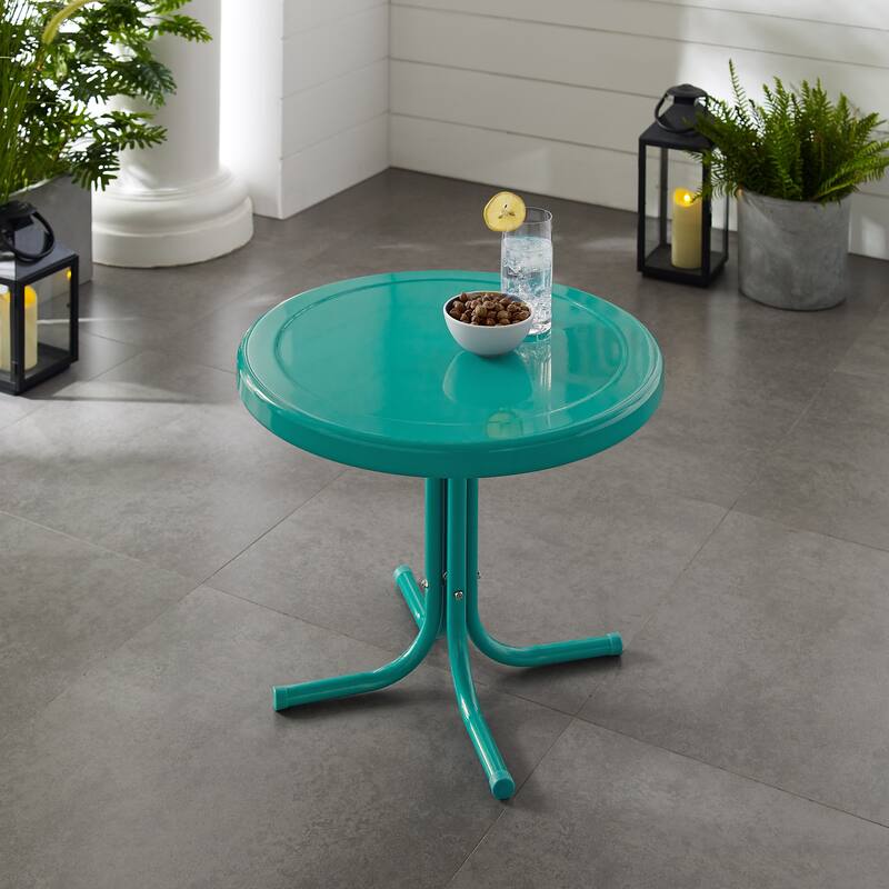 Crosley Retro Metal Side Table In Tourquoise
