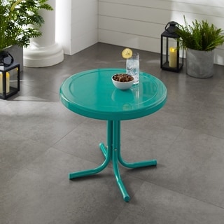 Crosley Furniture Retro Turquoise Metal Side Table