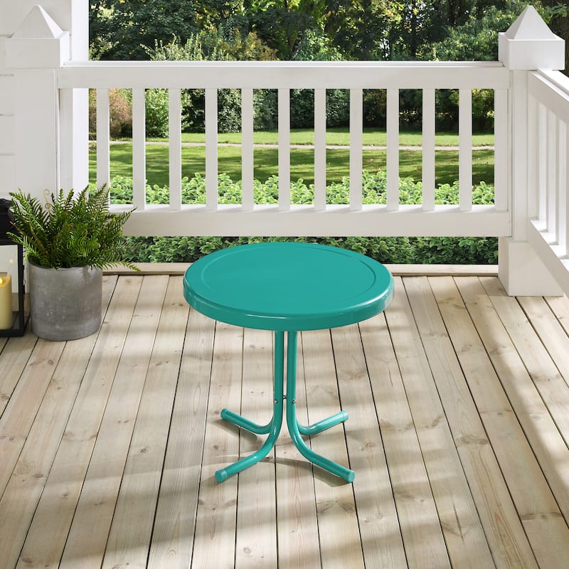 Crosley Retro Metal Side Table In Tourquoise