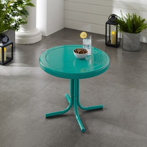 Retro Metal Side Table In Tourquoise