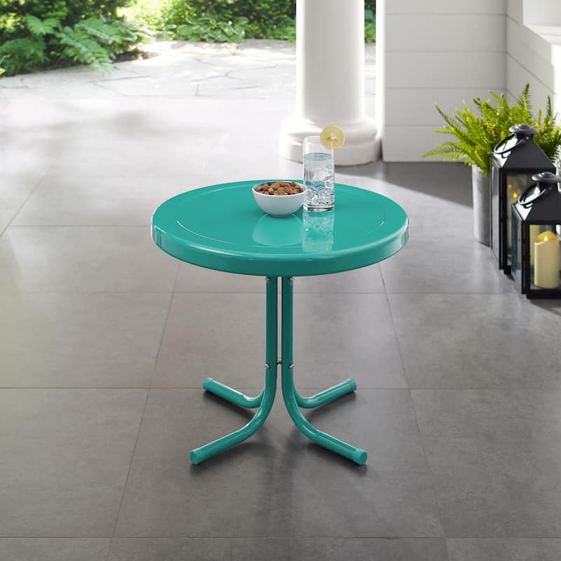 Crosley Retro Metal Side Table In Tourquoise