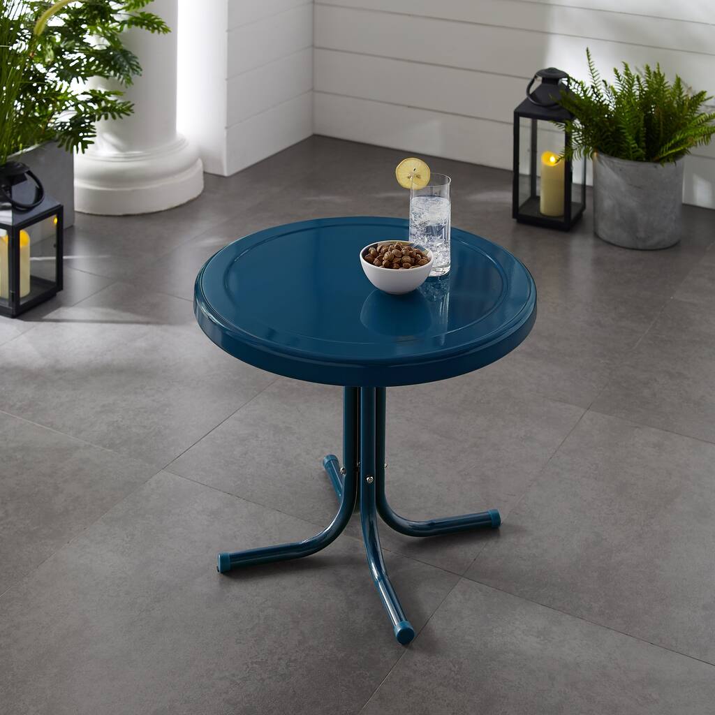Crosley Retro Metal Side Table In Navy