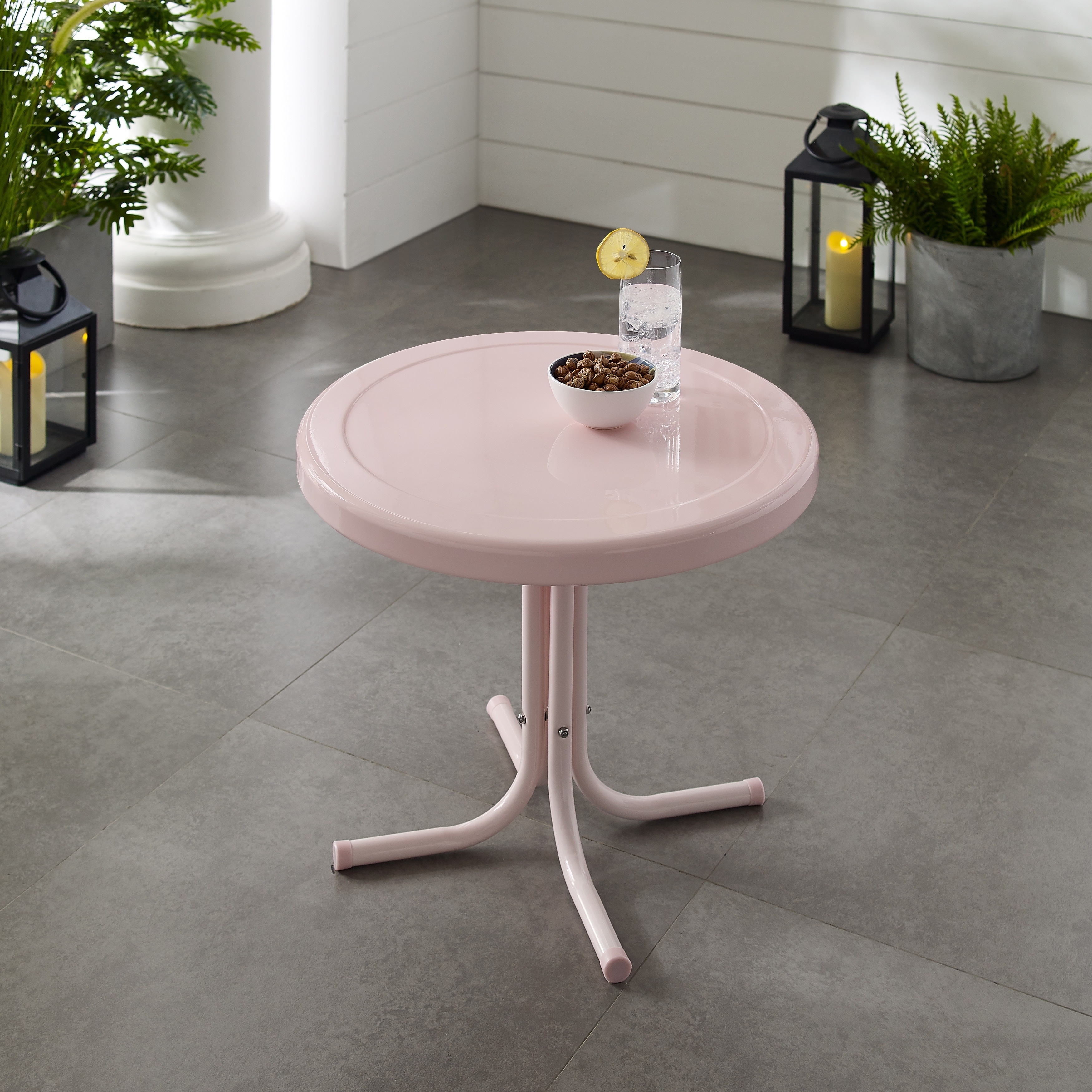 Retro Metal Side Table In Pink On 26565890 Retro Metal Side Table In Pink