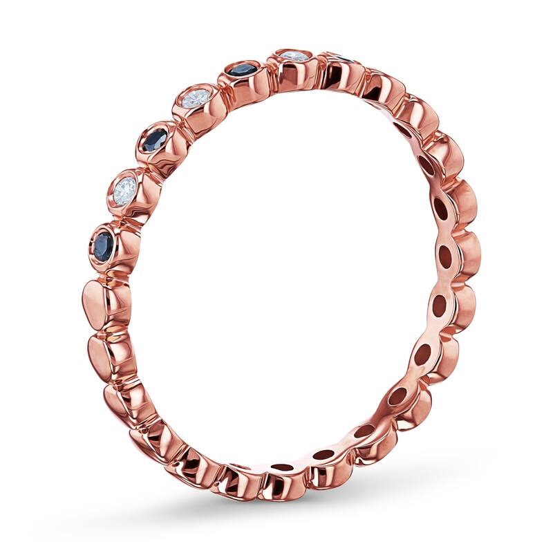 Annello by Kobelli 10k Rose Gold 1/8ct TDW Alternating Black and White Diamond Bezel Rose Gold Ring