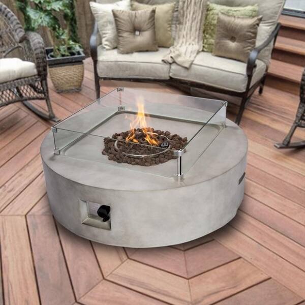 Shop Peaktop Outdoor 42 Round Concrete Propane Gas Fire Pit