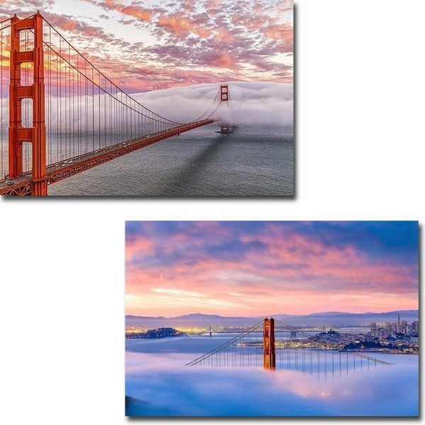 Evening Commute & Anomaly by Dave Gordon 2-piece Gallery Wrapped Canvas Giclee Art Set (12 in x 18 in each pc, Ready to Hang)