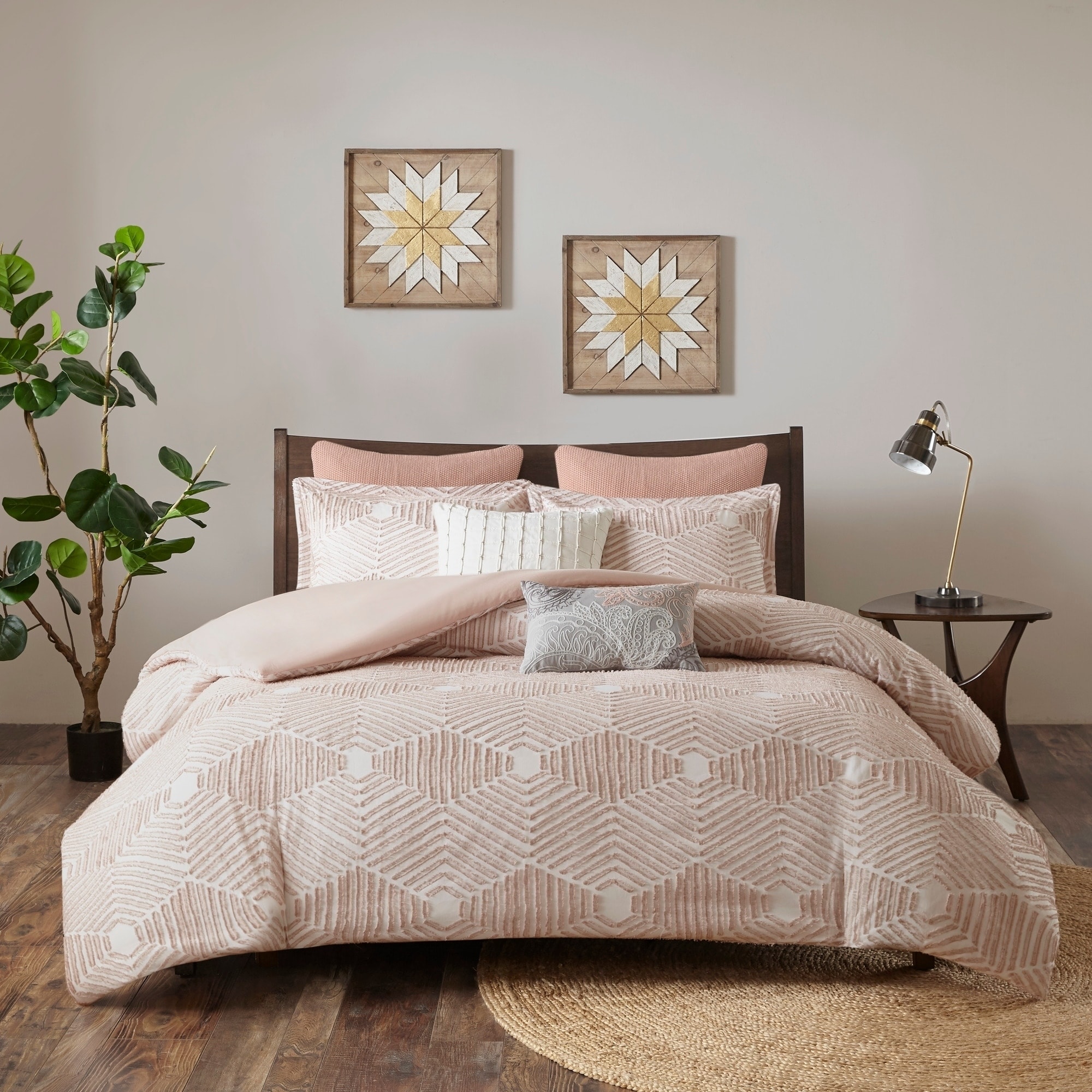 The Curated Nomad Latia Blush Cotton Jacquard Duvet Cover Set On Sale Overstock
