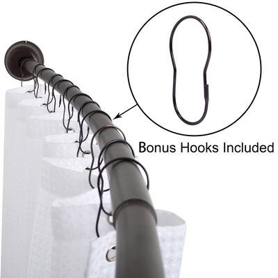 Utopia Alley Rustproof Curved Shower Rod, Aluminum, 45" to 72" Wide (Oil Rubbed Bronze) - Oil Rubbed Bronze