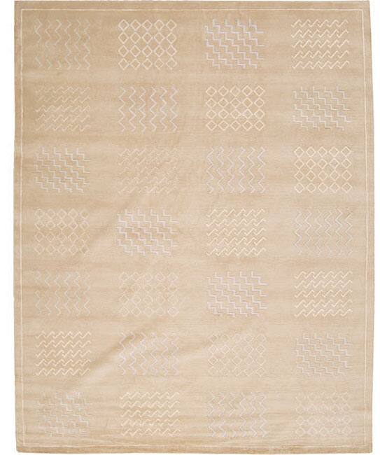 Nourison Hand-knotted Silk and Wool Gold Rug (7'9 x 9'9) - 7'9" x 9'9"