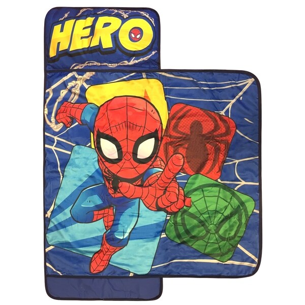 Marvel Spiderman Spidey Squares Nap Mat Built In Pillow And