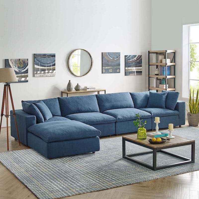 Copper Grove Hrazdan Fabric/Wood Down-filled Over-stuffed 5-piece Sectional Sofa Set
