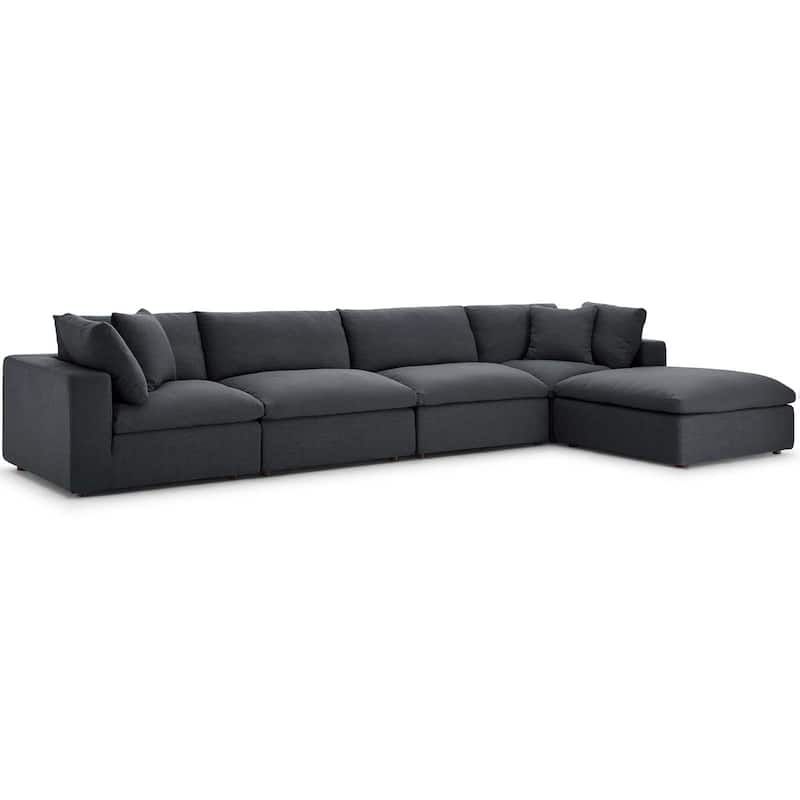 Copper Grove Hrazdan Fabric/Wood Down-filled Over-stuffed 5-piece Sectional Sofa Set - Gray