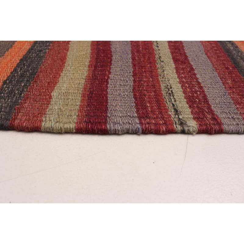 Flat-weave Bohemian Red Wool Kilim - 4'6" x 8'10"/4'6 x 8'10