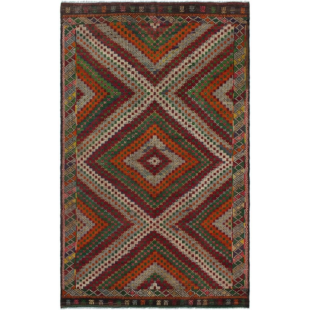 eCarpetGallery Flat-weave Kashkoli FW Cream, Red Wool Rug - 6'2 x 10'1