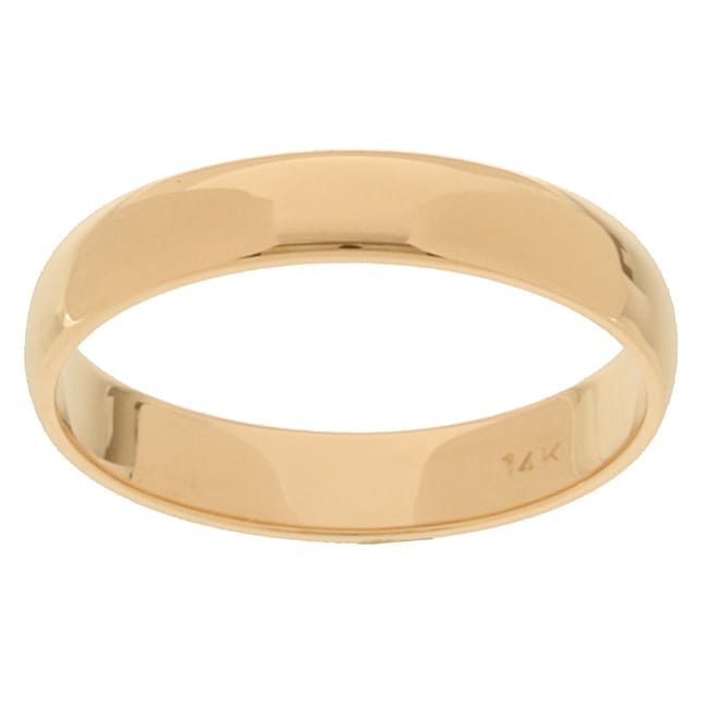 14k Yellow Gold Mens Half round 4 mm Wedding Band  