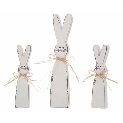 Transpac Metal White Easter Shabby Chic Bunny Decor Set of 3