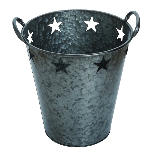 Transpac Metal Large Pewter 4th of July Star Bucket