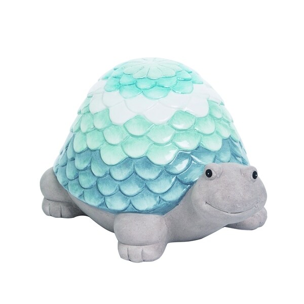 Transpac Terracotta Blue Spring Glazed Ombre Shell Turtle Garden Decor
