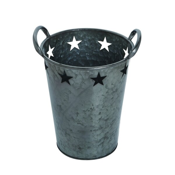 Transpac Metal Medium Pewter 4th of July Star Bucket