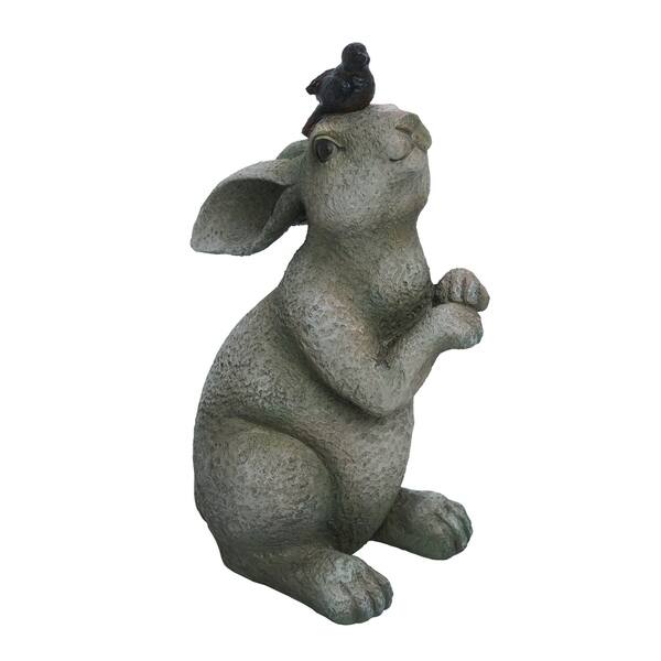 Tranes Rabbit Transpac Resin Small Gray Easter Rabbit with Friend Garden Statuette ...