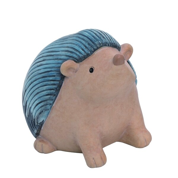 Transpac Terracotta Blue Spring Glazed Hedgehog Garden Decor
