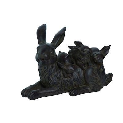 Transpac Resin Black Spring Bunny Family Garden Statuette