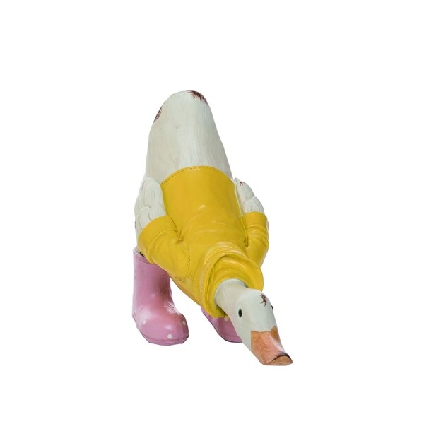 Transpac Resin Large Yellow Spring Duck with Raincoat and Boots Statuette