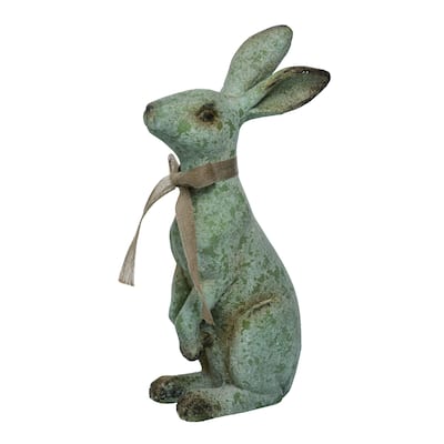 Transpac MGO Large Gray Easter Rustic Standing Bunny Statuette