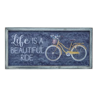Transpac Wood Multicolor Spring Life is a Beautiful Ride Distressed Wall Art
