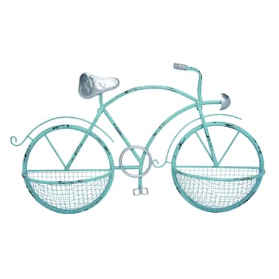 Transpac Metal White Spring Wall Mounted Bike Planter