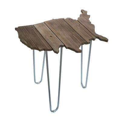 Transpac Wood Brown 4th of July USA Accent Table