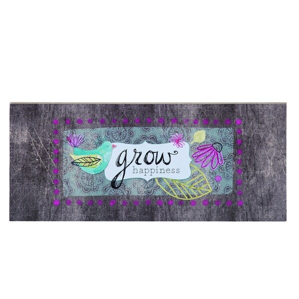 Transpac Wood Multicolor Spring Grow Happiness Woodgrain Wall Art