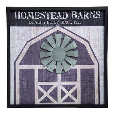 Transpac Wood Multicolor Spring Homestead Barns Layered Barn Wall Decor