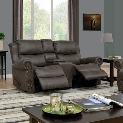 Copper Grove Wels 2-seat Rolled Arm Recliner Loveseat with Power Storage Console