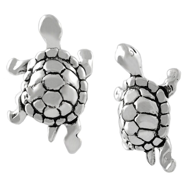 Journee Collection Sterling Silver Turtle Stud Earrings - Overstock ...