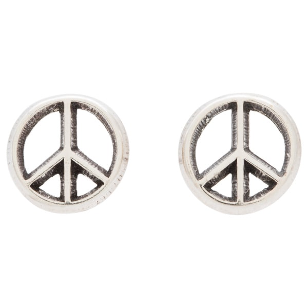 Journee Collection Sterling Silver Peace Sign Stud Earrings