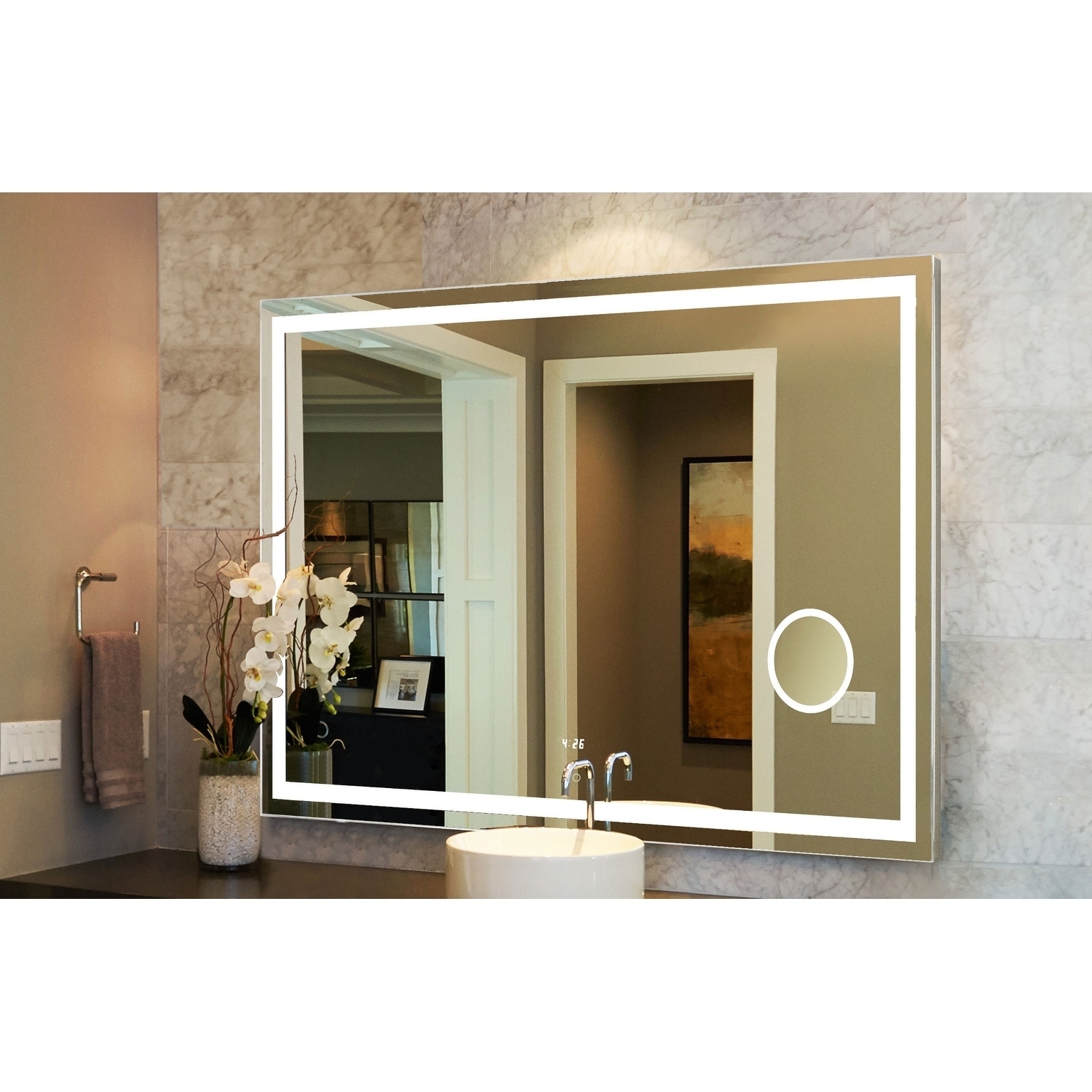 Shop Innoci Usa Eros Rectangle Led Wall Mount Lighted Vanity Mirror Featuring Dual Color And Smart Touch Control 48 W X 35 H Overstock 26636711