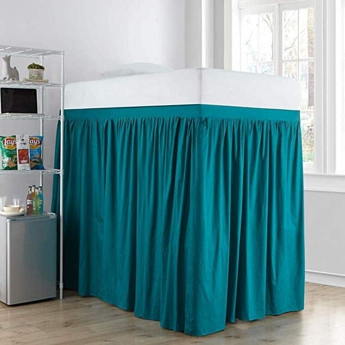Extended Dorm Sized Cotton Bed Skirt Panel with Ties (3 Panel Set)