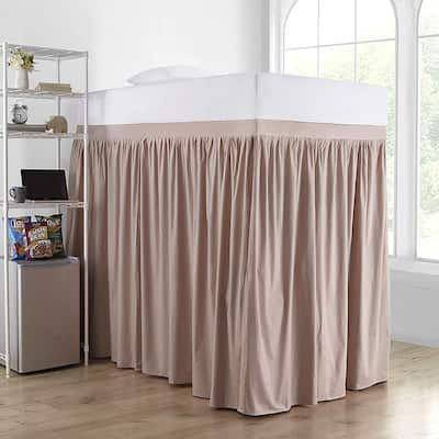 Extended Dorm Sized Cotton Bed Skirt Panel with Ties (3 Panel Set)